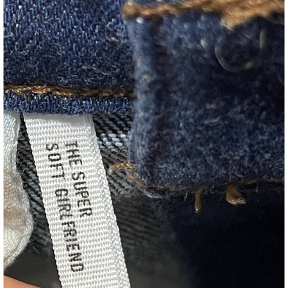 Loft Jeans The Super Soft Girlfriend Raw Hem Dark Wash Size 10 Stretch - Picture 5 of 7